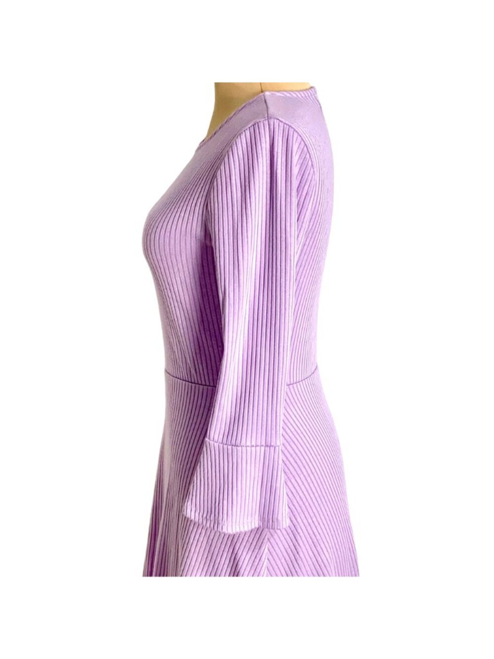 Urban Outfitters Lilac Skater Fairy Coquette Dress S Ribbed Flare Sleeve A-line - Picture 4 of 11